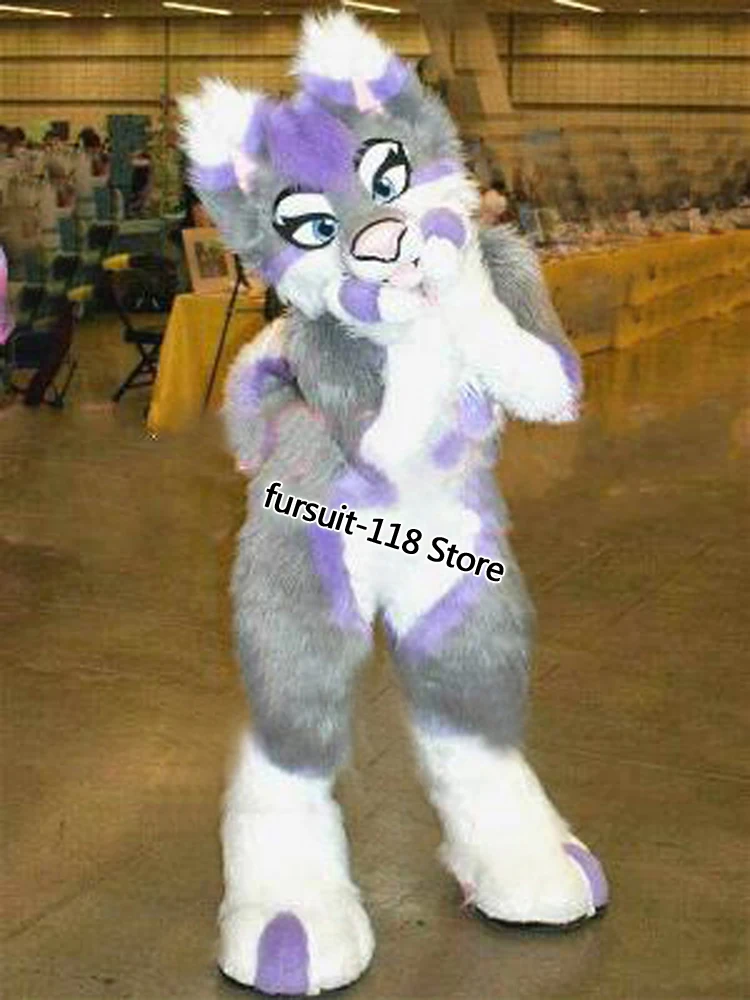 Костюм маскота с длинношерстым хаски, лисой, волком для взрослых, персонажа из мультфильма на Хэллоуин и коспле, набор №088.