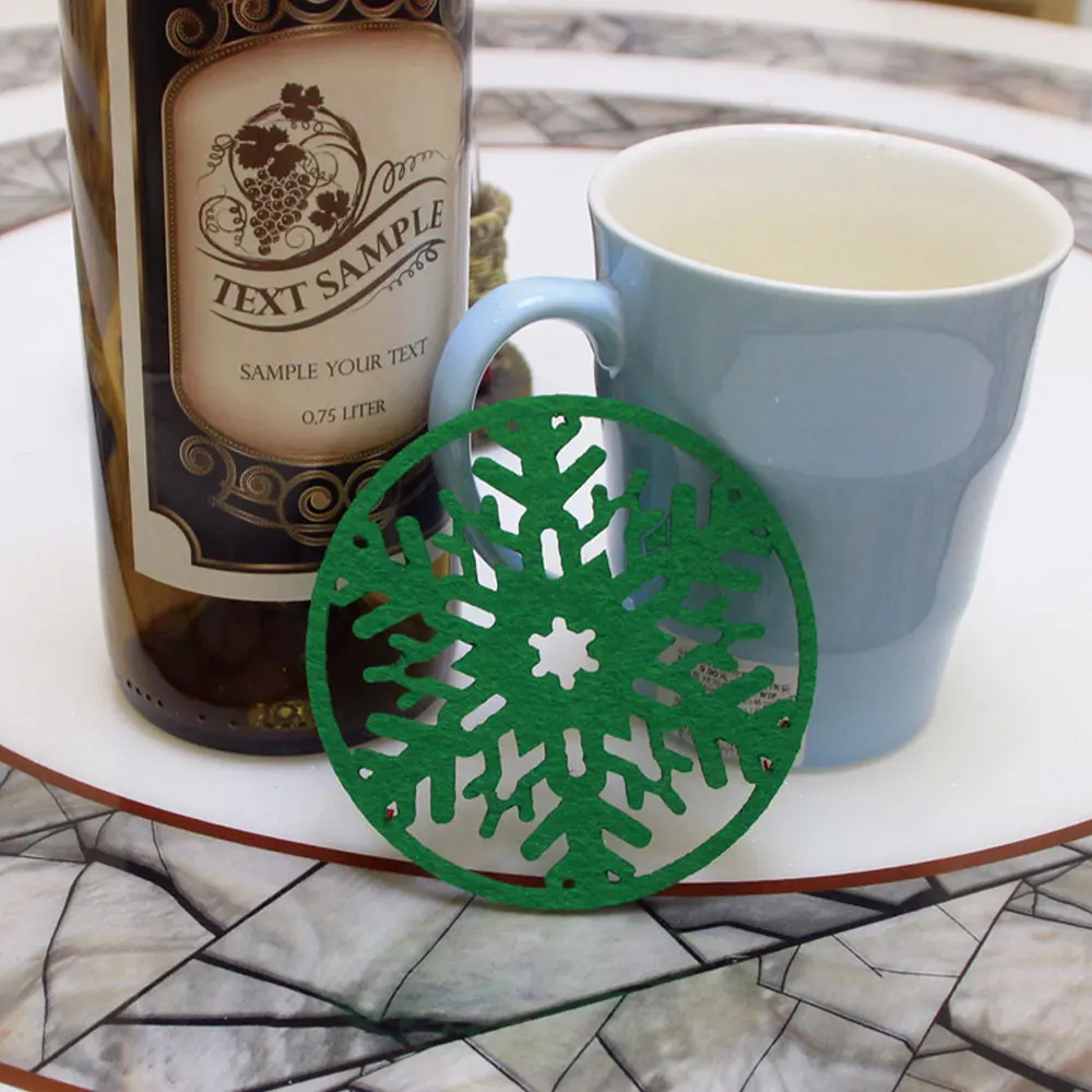 2 шт ПВХ рождественские снежные подставки Снежинка подстилки кофейные винные