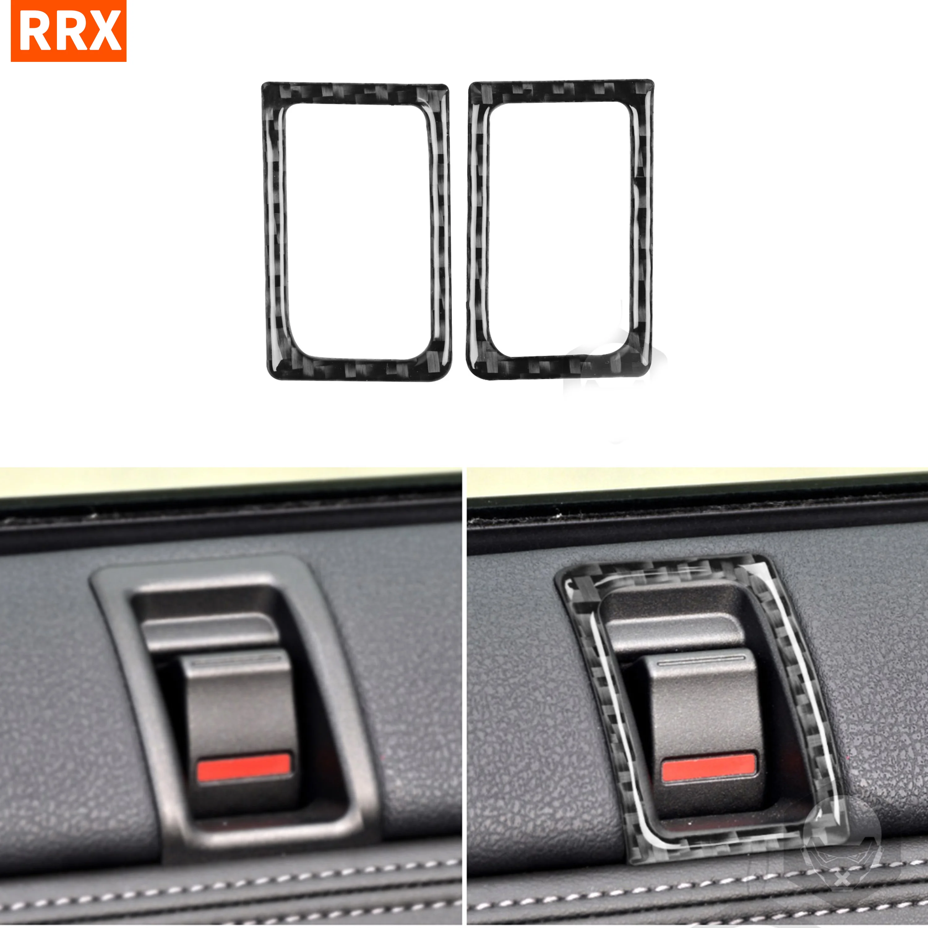

For GTR R35 2008-2016 Real Black Carbon Fiber Sticker Left Right Both Side Door Lock Button Frame Interiors Car Accessories