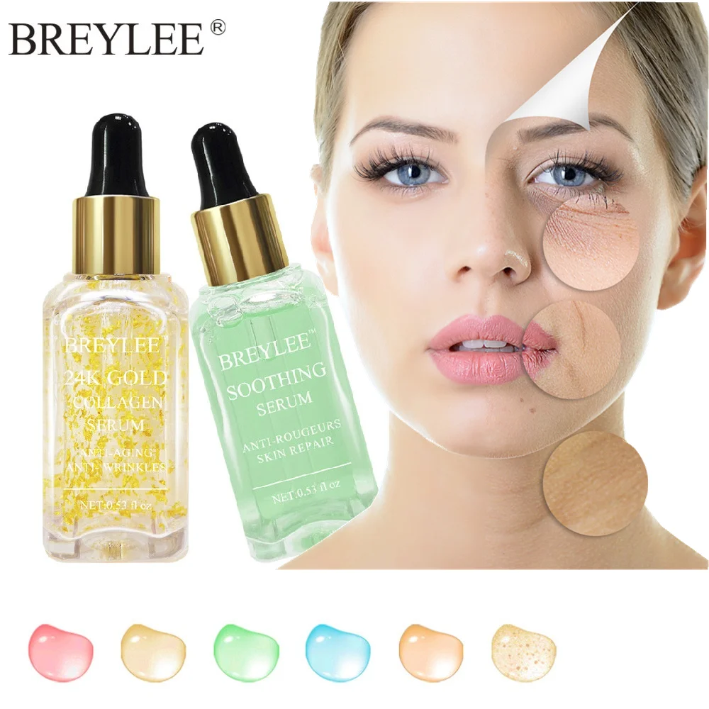 

BREYLEE 24k Gold Moisturizing Serum Anti-aging Wrinkle Collagen Lifting Firming Whitening Anti-acne Shrink Pores Face Skin Care