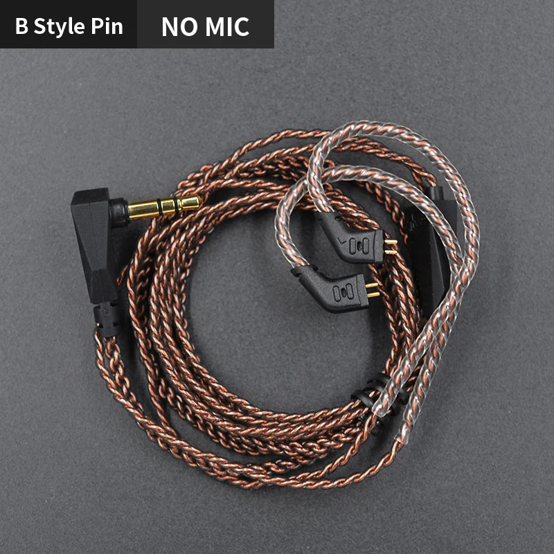 B style pin no mic KZ ZS10 ZST ZS3 кабель высокой чистоты бескислородной меди витой кабель обновления 2pin кабель для V90 BA5 KZ ZSX blon bl-03 - Цвет: B style pin no mic