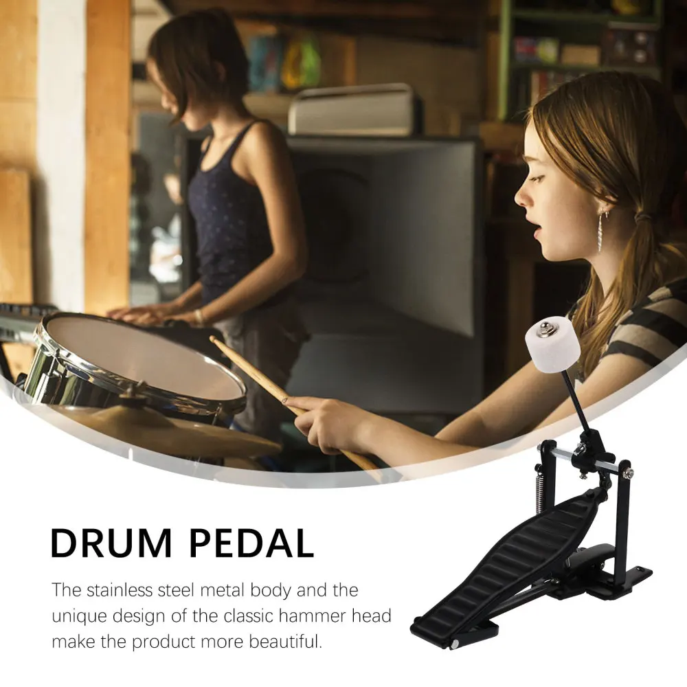 

Aluminum Alloy Drum Pedal Bass Drum Kick Pedal Instrument Supply (Black)