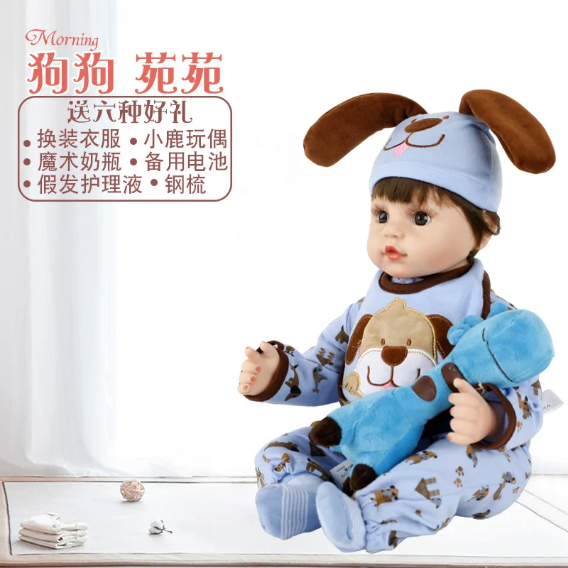 

Cute High Quality Reborn Dolls Accompany Large Girls Reborn Doll Lifelike Toddler Brown Eyes Birthday Boneca Toys for Boy OO50CS