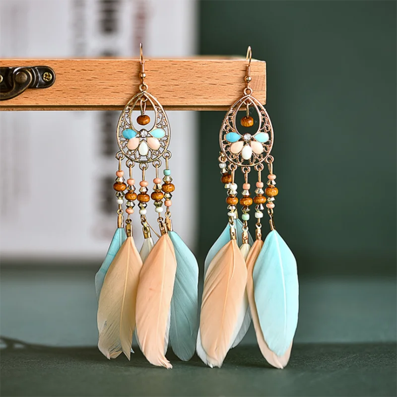 

Dream Catcher Long Tassel Drop Earrings Women Ethnic Style Vintage Earrings Jewelry For Female Fashion Personalized Earrings