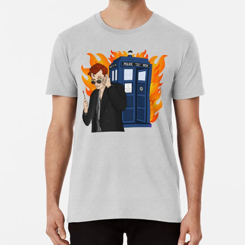 The Demon Doctor футболка doctor who doctorwho good omens goodomens crowley tardis the demon fire | Мужская одежда
