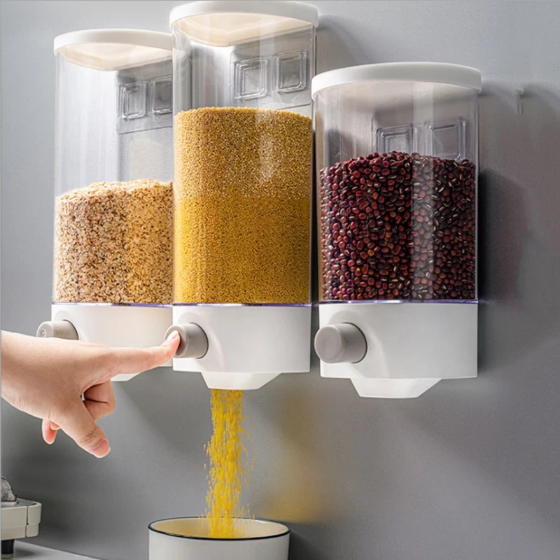 

Настенный дозатор зерен, влагостойкий прозрачный контейнер для хранения закусок, пищевой герметичный контейнер, кухонные аксессуары