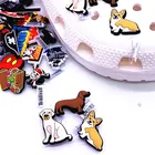 Оригинальные животные обувные подвески из ПВХ, милая собака, украшения для обуви, аксессуары для Croc JIBZ, подарки для детской вечеринки F09AL