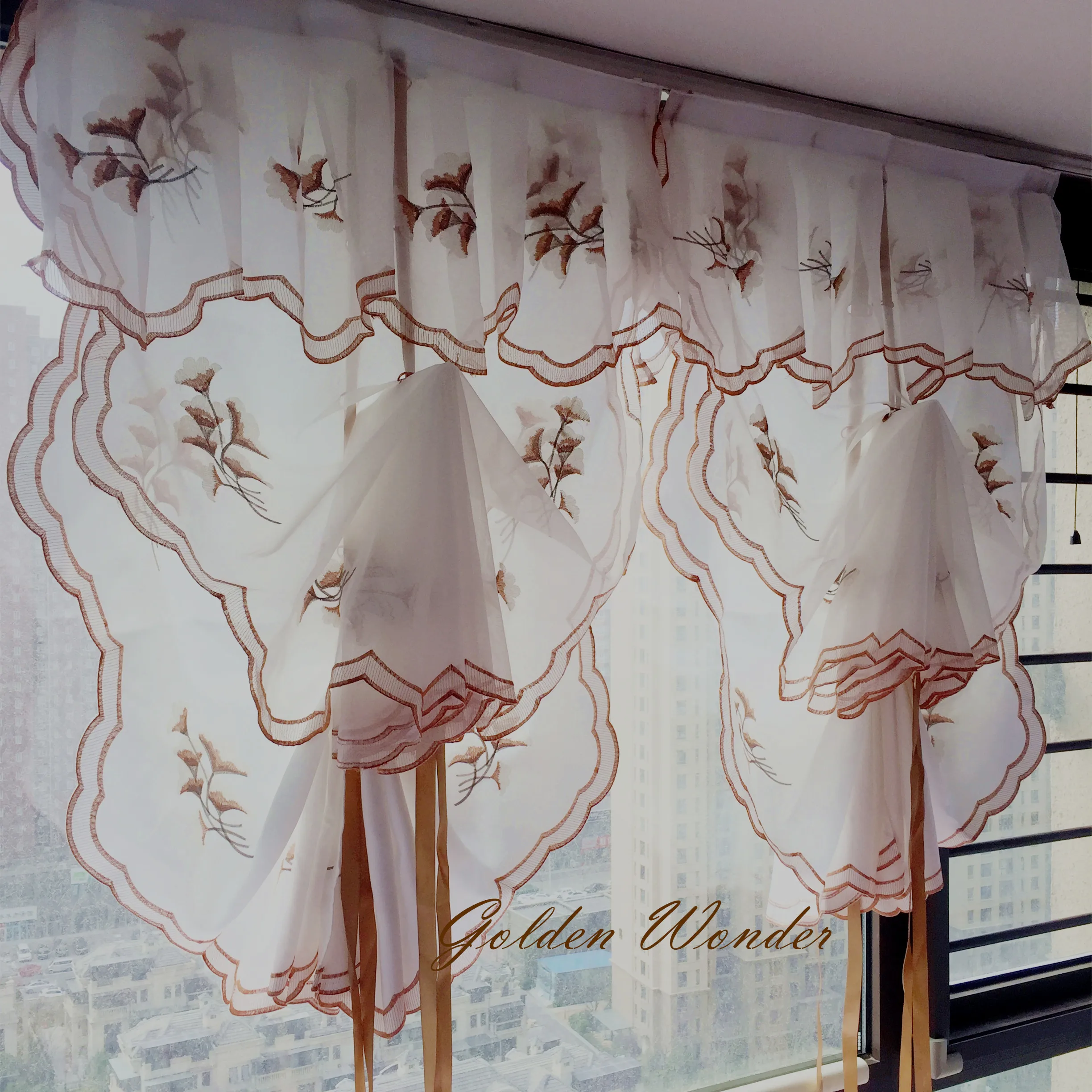 Роскошная элегантная занавеска с воздушным шаром украшение на окно листьями