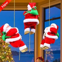 happy new christmas decor santa claus automatic repeatedly climbing climb toy with light music kids gifts battery operated