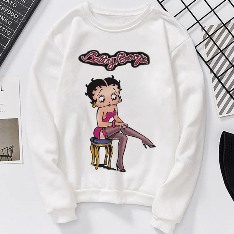 Осень зима сексуальные Betty Boop печати с капюшоном Vogue Harajuku Свободные повседневные