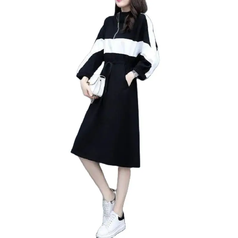 

Spring And Autumn Dress Long-Sleeved Women 2022 New Loose Large Size Casual Women Dresses Waist Was Thinner Woman Long Dress
