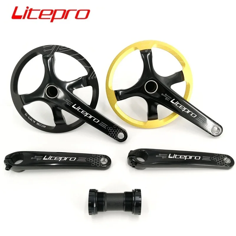 Litepro 4claw 45T кривошипная система Нижний Кронштейн 170 мм кривошипная звезда с защитной крышкой черная Золотая Складная деталь велосипеда Litepro 4claw 45T кривошипная система Нижний Кронштейн 170 мм кривошипная звезда с защитной крышкой черная Золотая Складная деталь велосипеда