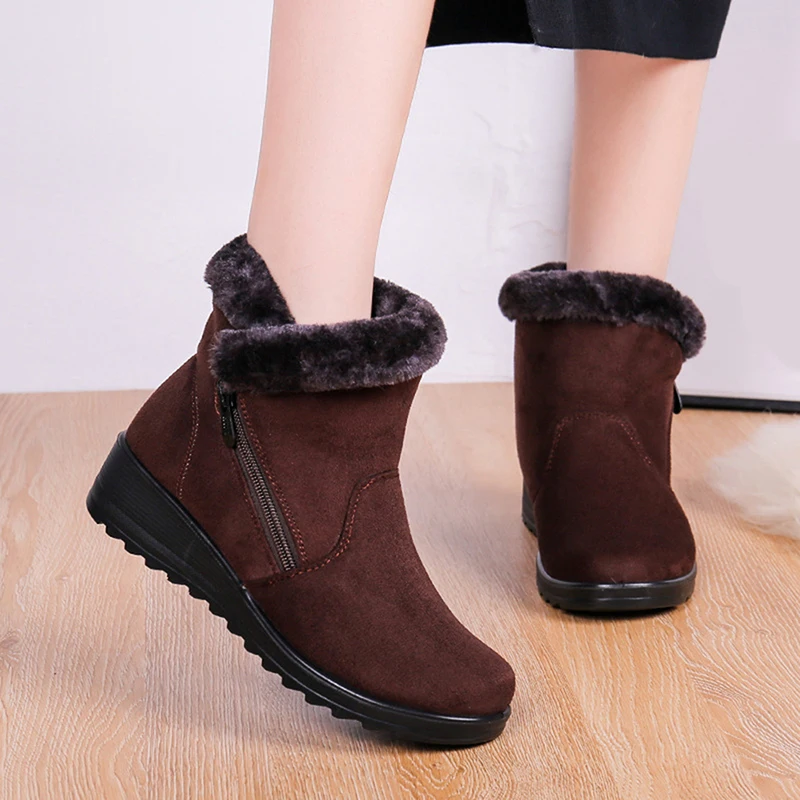 

2021 Female Short Tube Cotton Boots Winter New Korean Version Plus Velvet Warm Snow Boots Zipper Boots Cotton Shoe Fashion Warm