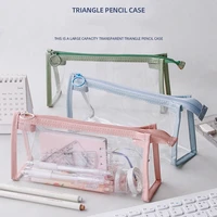 transparent pencil case waterproof cosmetic bags with zipper portable travel toiletry pouch pen case organizer office stationery