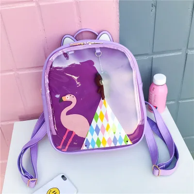 purple Роскошные прозрачные школьные сумки для девочек, милые мультяшные 3D кошачьи ушки, женские рюкзаки, студенческие сумки Ita, Harajuku, женские сумки для книг - Цвет: purple
