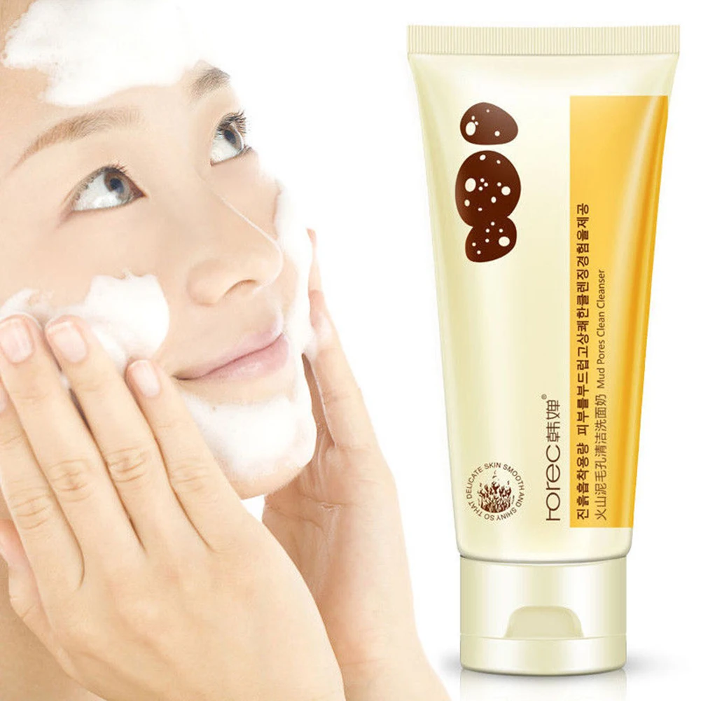 

Volcanic Mud Facial Cleanser Pore Terminator Cleansing Rich Foaming Oil Control Moisturizing Face Cleanser Face Skin Care