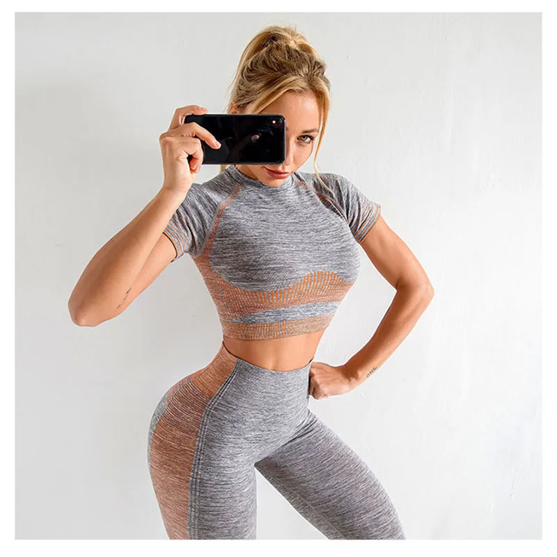 

Short Yoga Suit women's Breathable High Waist Hip Lift Gym Training Clothing 2-piece Set High Elasticity Tight Yoga Clothes