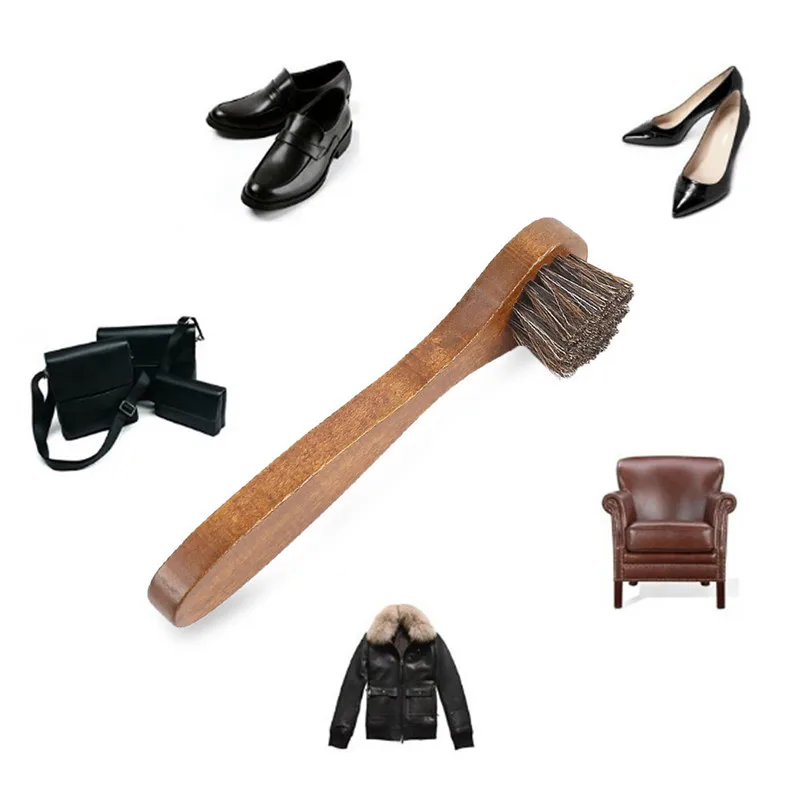 С ручкой кисть из конского волоса гладкая кожаная обувь специальная щетка для