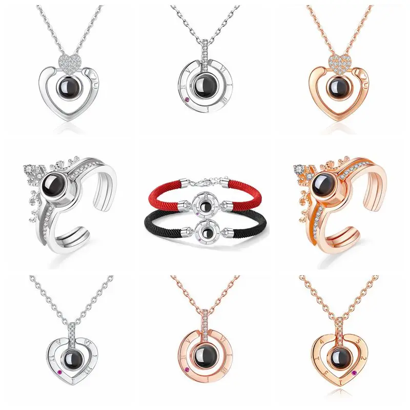 Романтическое ожерелье с цветным проекционным кулоном Я люблю тебя на 100 языках