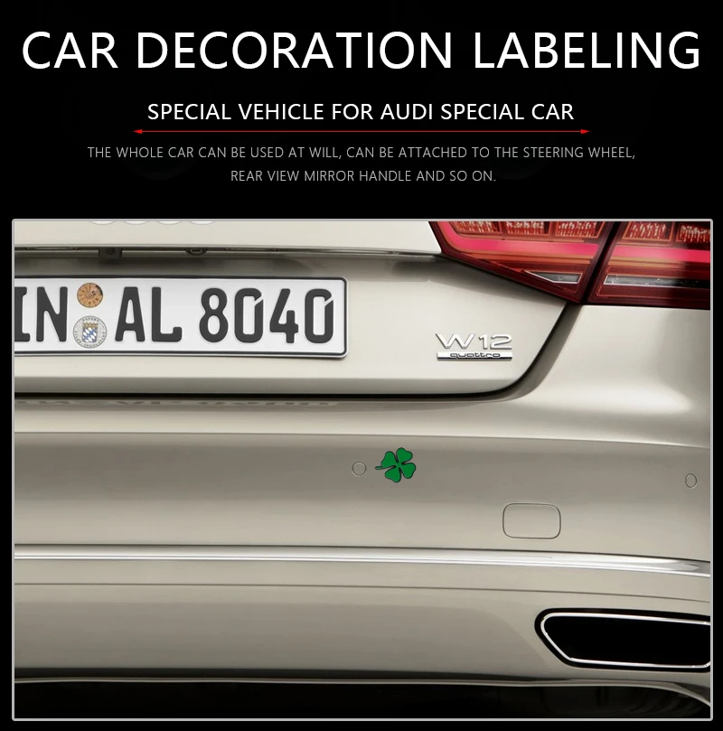 

1pcs Metal Car Decoration Stickers Four-Leaf Clover Emblem Badge Decals For Alfa Romeo 147 159 GT Giulia Giulietta Stelvio Mito