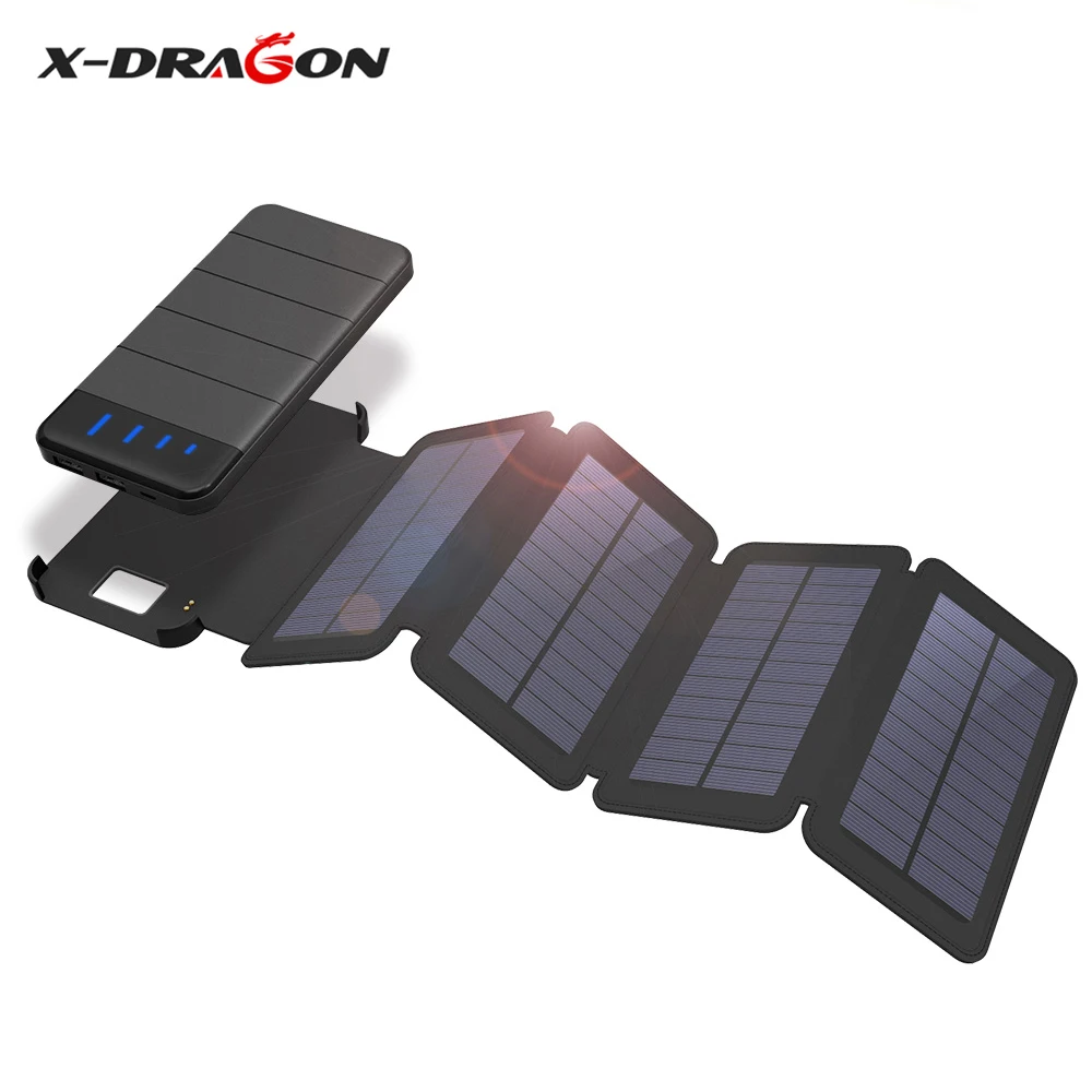 X DRAGON 10000mAh Солнечное зарядное устройство Съемный чехол для солнечного зарядного
