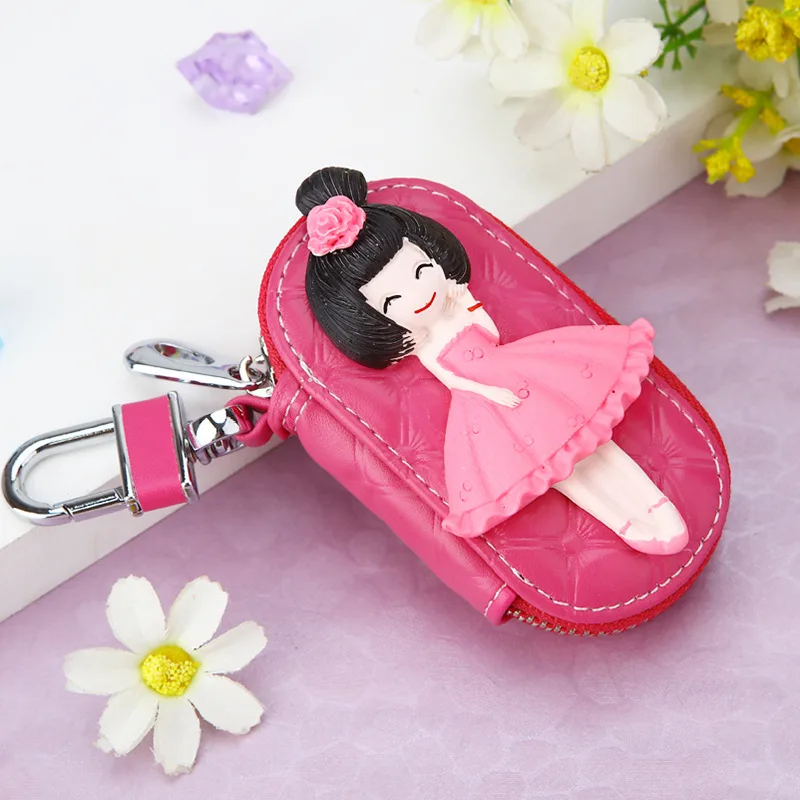 Style28 Милый мультяшный брелок Hello Kitty, модный кожаный кошелек на молнии, брелок для женщин и девочек, брелок для ключей, автомобильный Шарм, ювелирное изделие, подарок - Цвет: Style28