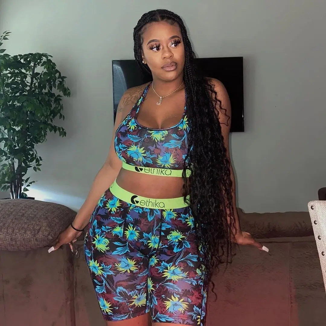 

56D8397 Summer Women Casual Two Piece Set Top and Letter Print Tank Pants Tracksuit Sweatsuit Outfits