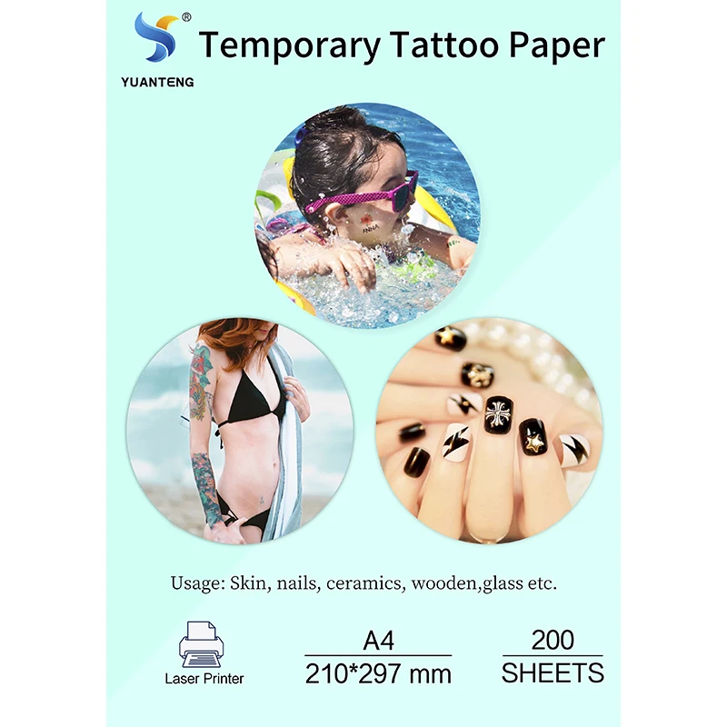 Laser Printable Waterproof Temporary Tattoo Paper Water Transfer Printing Paper for Skin Wholesale A4 Paper to Print Tattoo DIY