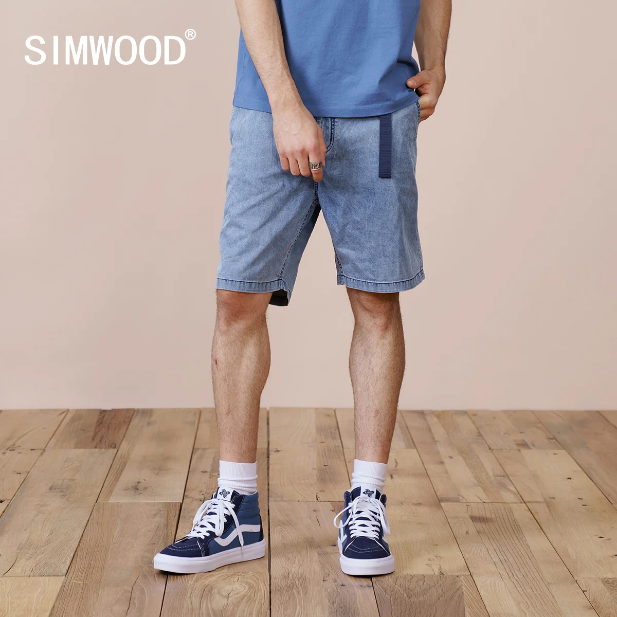 

SIMWOOD 2022 летние новые джинсовые шорты больших размеров для мужчин, мужские джинсовые шорты размера плюс с поясом высокого качества, брендовая одежда SK130297