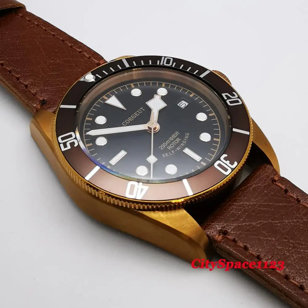 Мужские автоматические механические водонепроницаемые часы с сапфировым