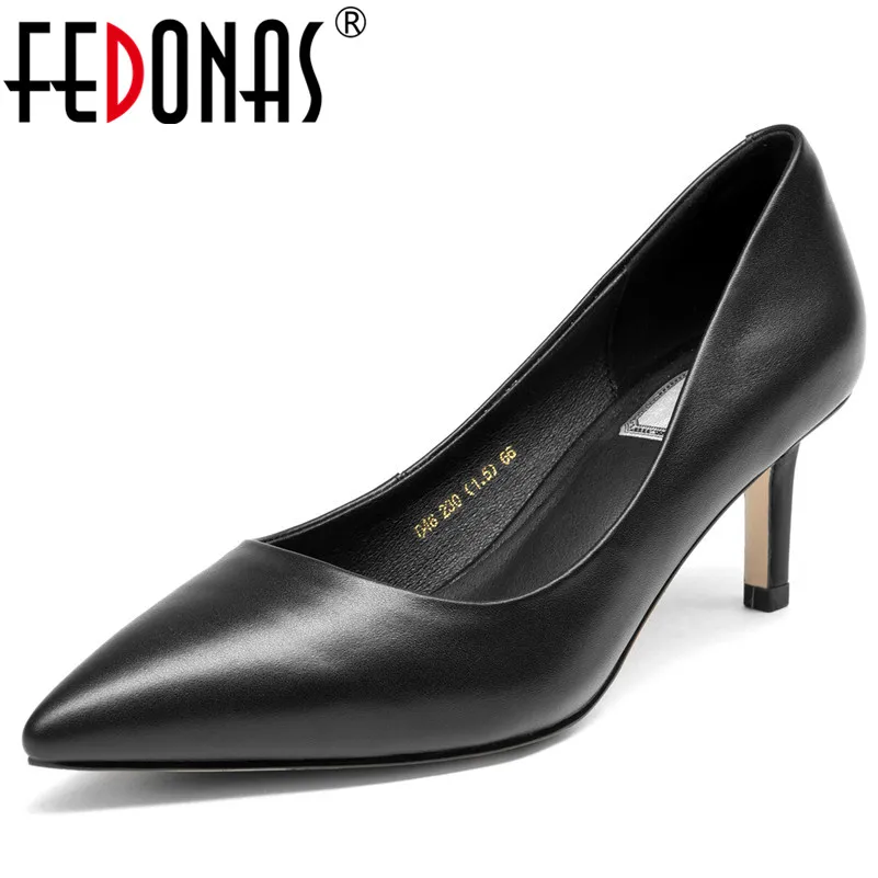 FEDONAS/классические женские туфли-лодочки на тонком каблуке качественные туфли для