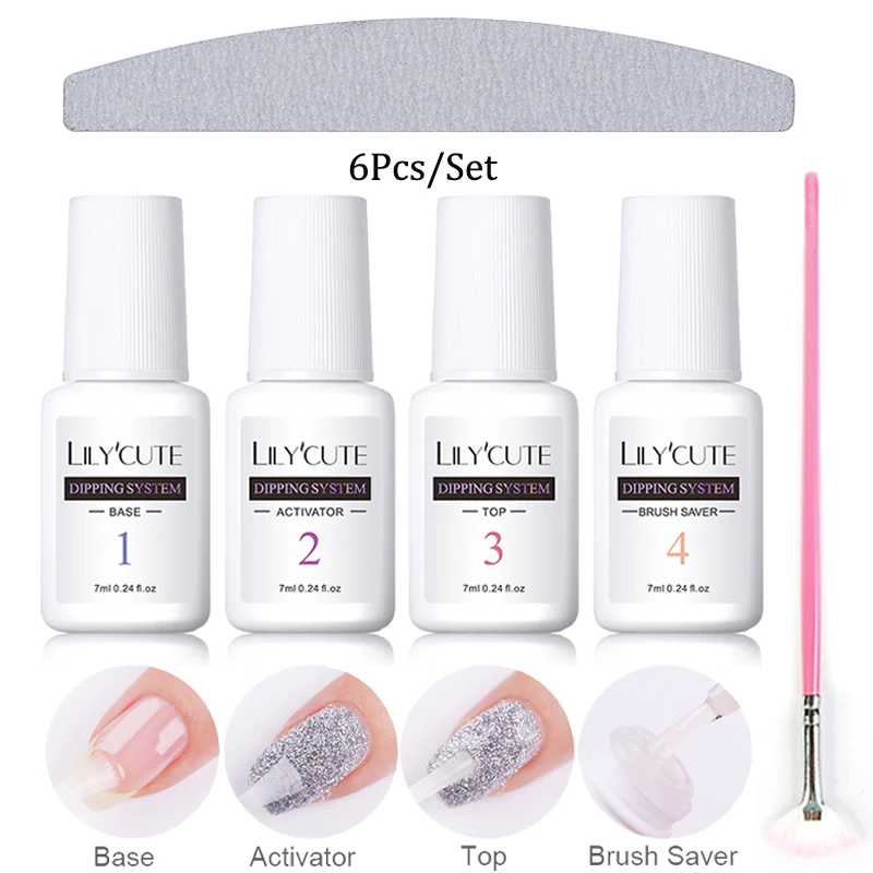 6pcs Set LILYCUTE 5 г/кор. Блестящий лак для ногтей цветной жемчужный блеск погружающий порошок для ногтей французская система для нанесения ногтей натуральный сухой порошок для ногтей - Цвет: 6pcs Set