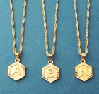 Модное ожерелье-чокер золотого цвета с надписью A-Z, ювелирные изделия из нержавеющей стали, геометрическое шестигранное ожерелье с подвеской, аксессуары для женщин