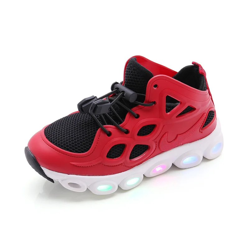 LED Kids Shoes Knitted Mesh Sneakers Boys Girls Led Luminous Sport Run Brand New 2019 Children 21-36 | Детская одежда и обувь