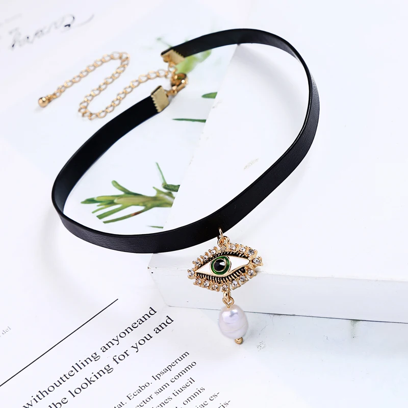 BALANBIU Панк Уникальный кристалл сглаза культивированный жемчуг черная