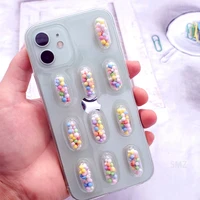 %ec%95%84%ec%9d%b4%ed%8f%b013%eb%af%b8%eb%8b%88 3d cute kawaii pill capsule i phone 13 pro max diy case accessories for iphone13 iphone 13pro silicon cover hoesje k%c4%b1l%c4%b1f