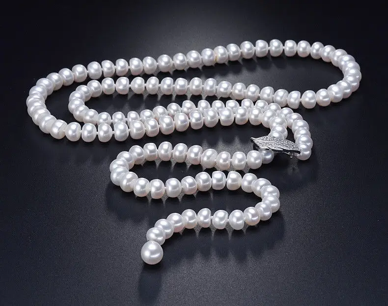 

ELEGANT AAA 9-10MM SOUTH SEA ROUND WHITE PEARL NECKLACE 28INCH 925S KKK