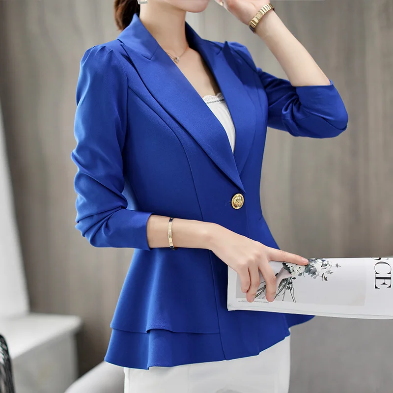 

Autumn Spring Women's Blazer Elegant Fashion Lady Blazers Coat Suits Female Slim Office Lady Jacket Casual Tops Plus Size