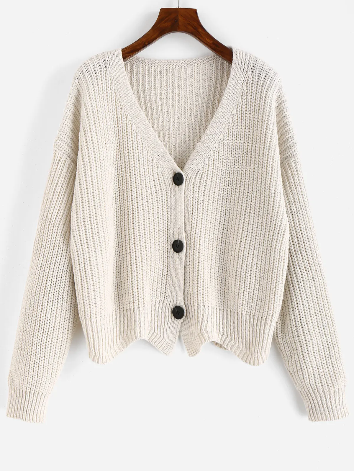 ZAFUL осенний женский кардиган вязаный длинный рукав v-образный вырез спущенное