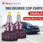 D2S D4S HID фары 25000LM Canbus без ошибок светодиод H7 D2R D4R 9012 H1 H4 9005 9006 HB3 HB4 H11 H8 H9 360 градусов CSP Чип 6000K