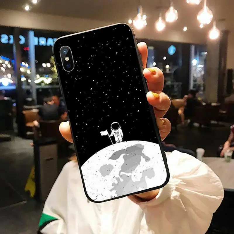 

Black Moon Stars Space Astronaut Phone Case for iPhone 11 12 pro XS MAX 8 7 6 6S Plus X 5S SE 2020 XR