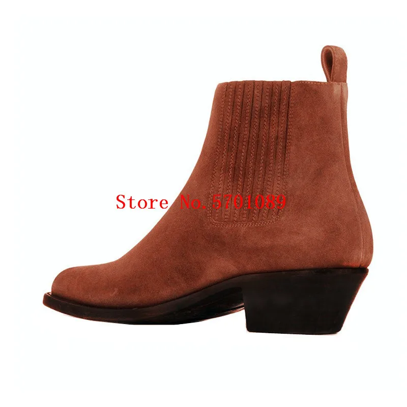 Ботинки Челси мужские из натуральной кожи с острым носком без застежки|Ботинки