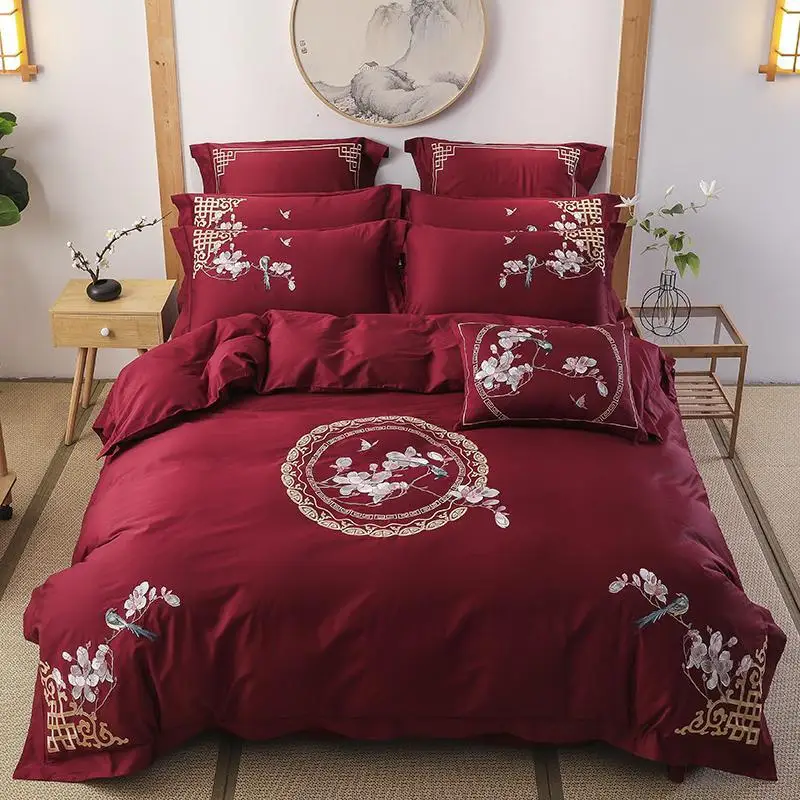 Комплект постельного белья из 4/7 предметов роскошный фиолетовый королевский