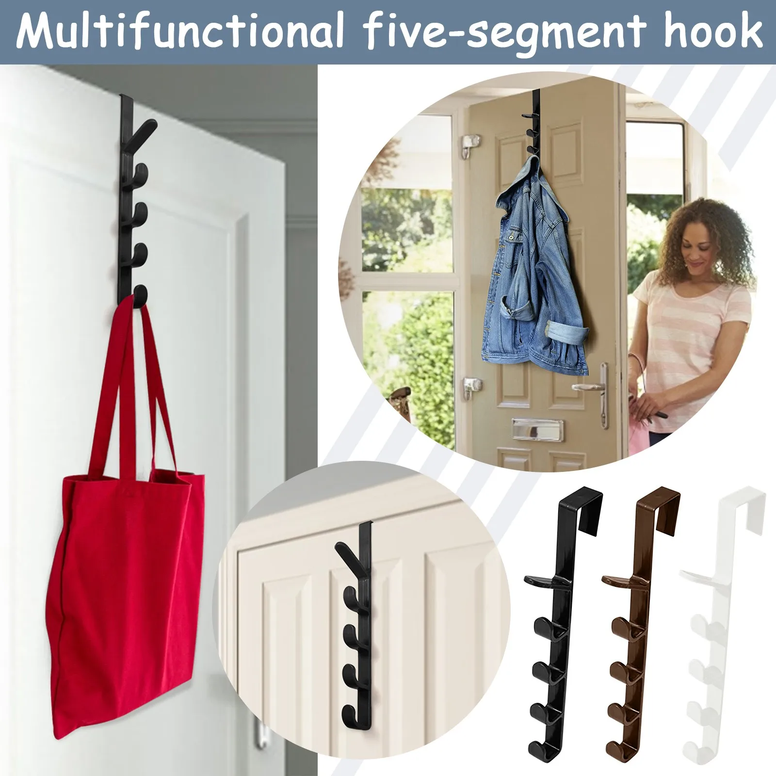 

Over The Door 5 Iron Hooks Home Bathroom Kitchen Clothes Coat Hat Towel Keys Organizer Rack Bedroom Ties Scrafts Hanger Holder