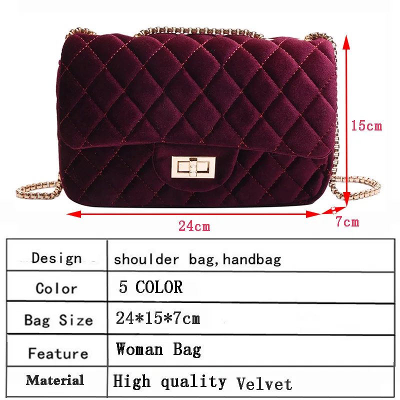 

2020 High Quality Brand Bags For Women's Velvet Female Handbag Designer Chain Shoulder Crossbody Bag Fashion Women Messenger Bag