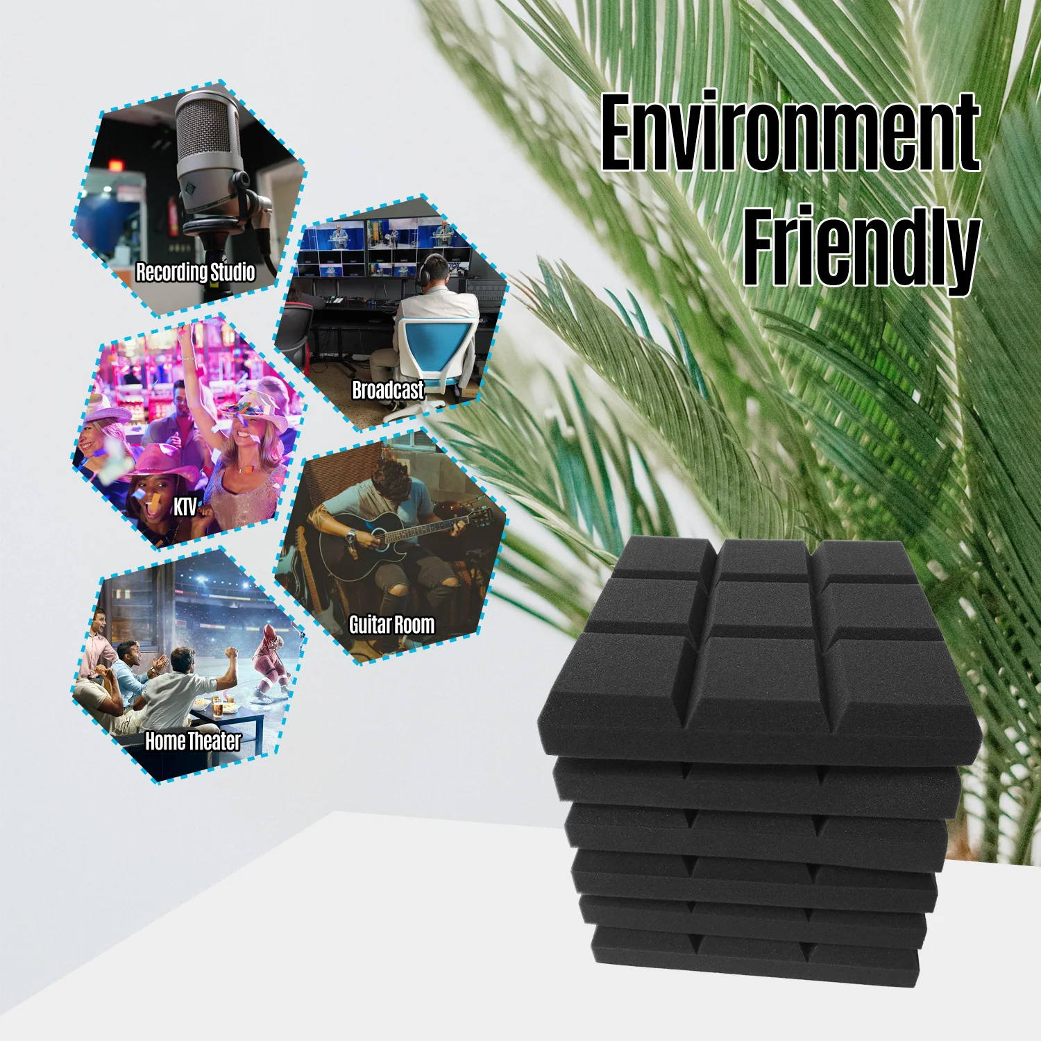 

12pcs 12*12*2inch Studio Acoustic Foams Panels Sound Insulation Foam for Studio KTV Broadcast Family Theater