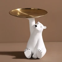 creative white bear statue storage tray nordic home decoration living room snacks table ornaments storage tray decoration crafts