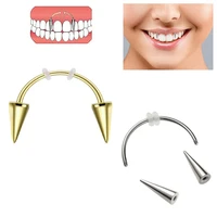 316l surgical steel tooth jewelry c rod dracula vampire fangs tooth smiley piercing punk labret nose piercing rings body jewelry