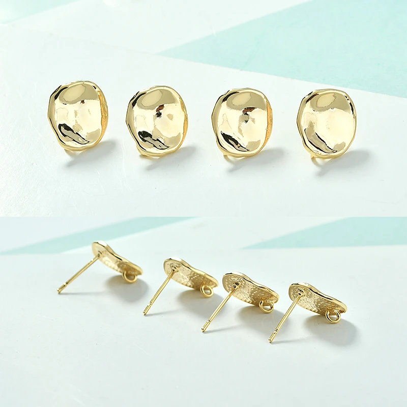 Позолоченные 18K золотой неровный круглый вогнуто-выпуклые овальные серьги diy