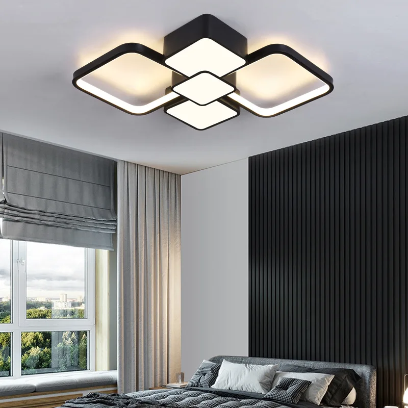

Modern LED chandelier for small living room bedroom kitchen balcony black and white square lighting ceiling chandelier fixture
